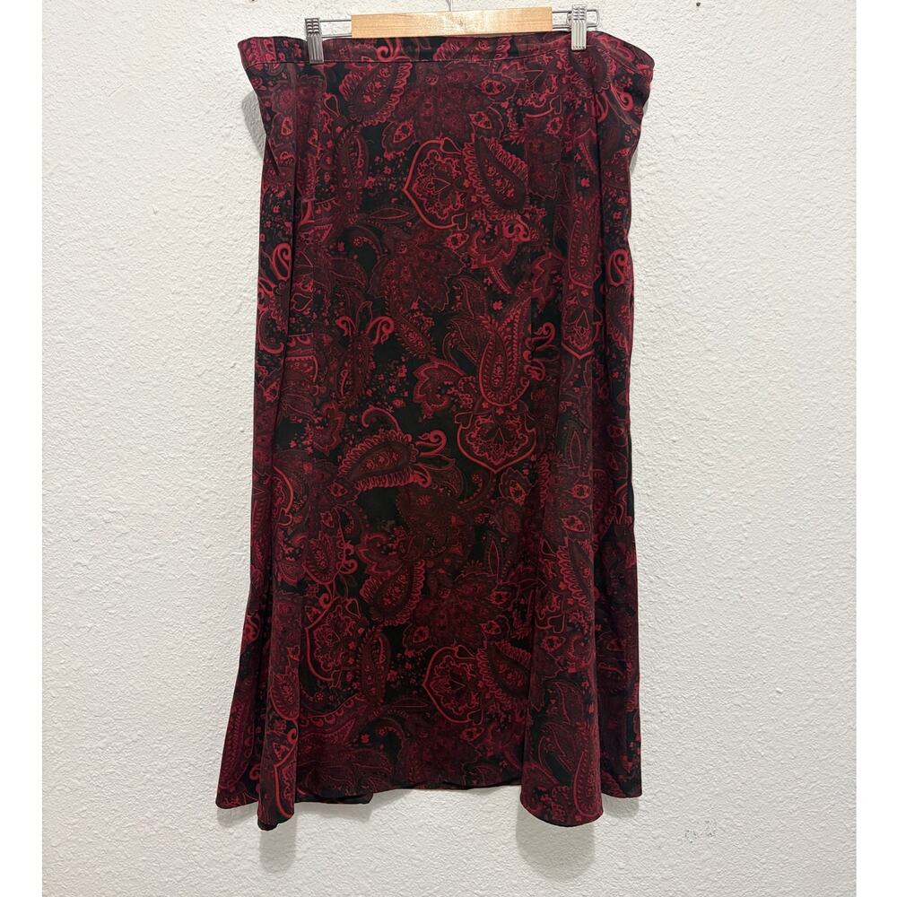 y2k paisley midi skirt whimsygoth witchy fall fairy vintage floral red gothic 3x